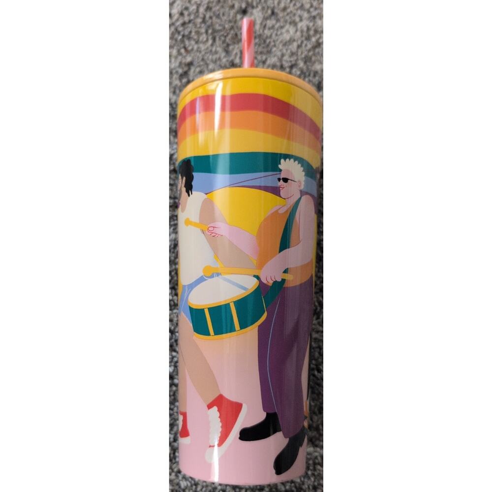 Starbucks Sofie Birkin 2024 Yellow Summer Graphic Cold Cup Tumbler Rare EUC - Picture 3 of 9